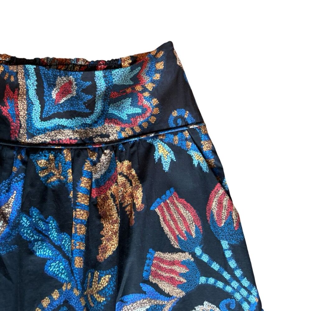 Farm Rio NWOT Black Sunset Tapestry Organic Cotton Midi Skirt Floral Sz M - Picture 9 of 12
